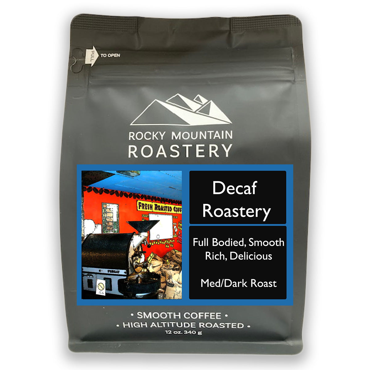Picture of a bag of Decaf Roastery Coffee