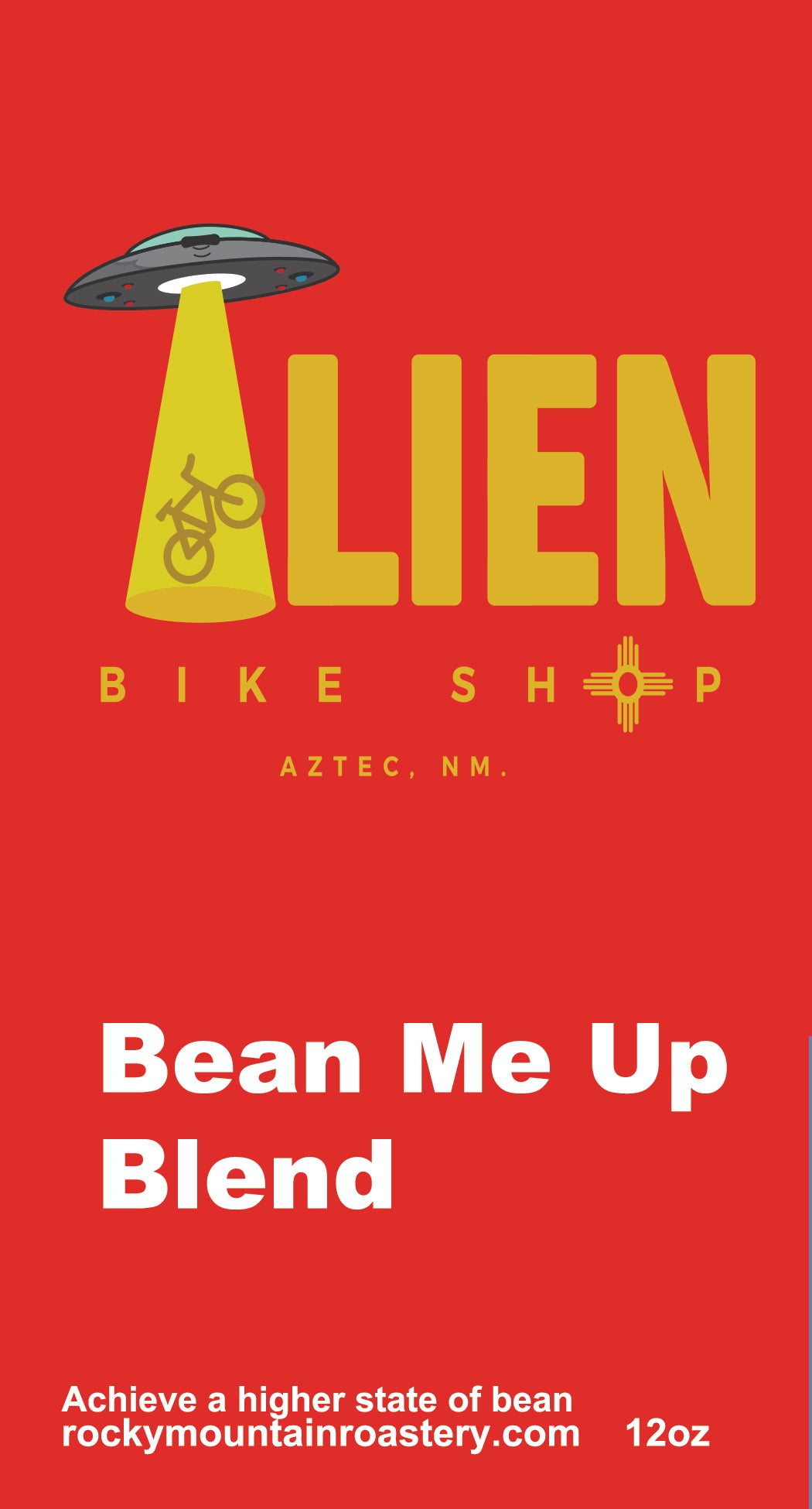 Custom label done for Alien Bike Shop.